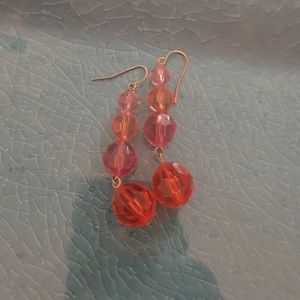 Beaded earrings orange and pink